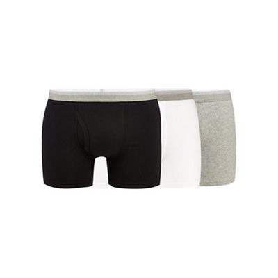 Pack of three white, grey and navy plain trunks